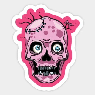 Pink Crazy Skull Sticker